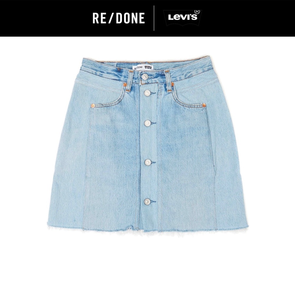 Re/Done x Levi’s | Button Front Blue Jean Denim Mini Skirt 26 | Redone